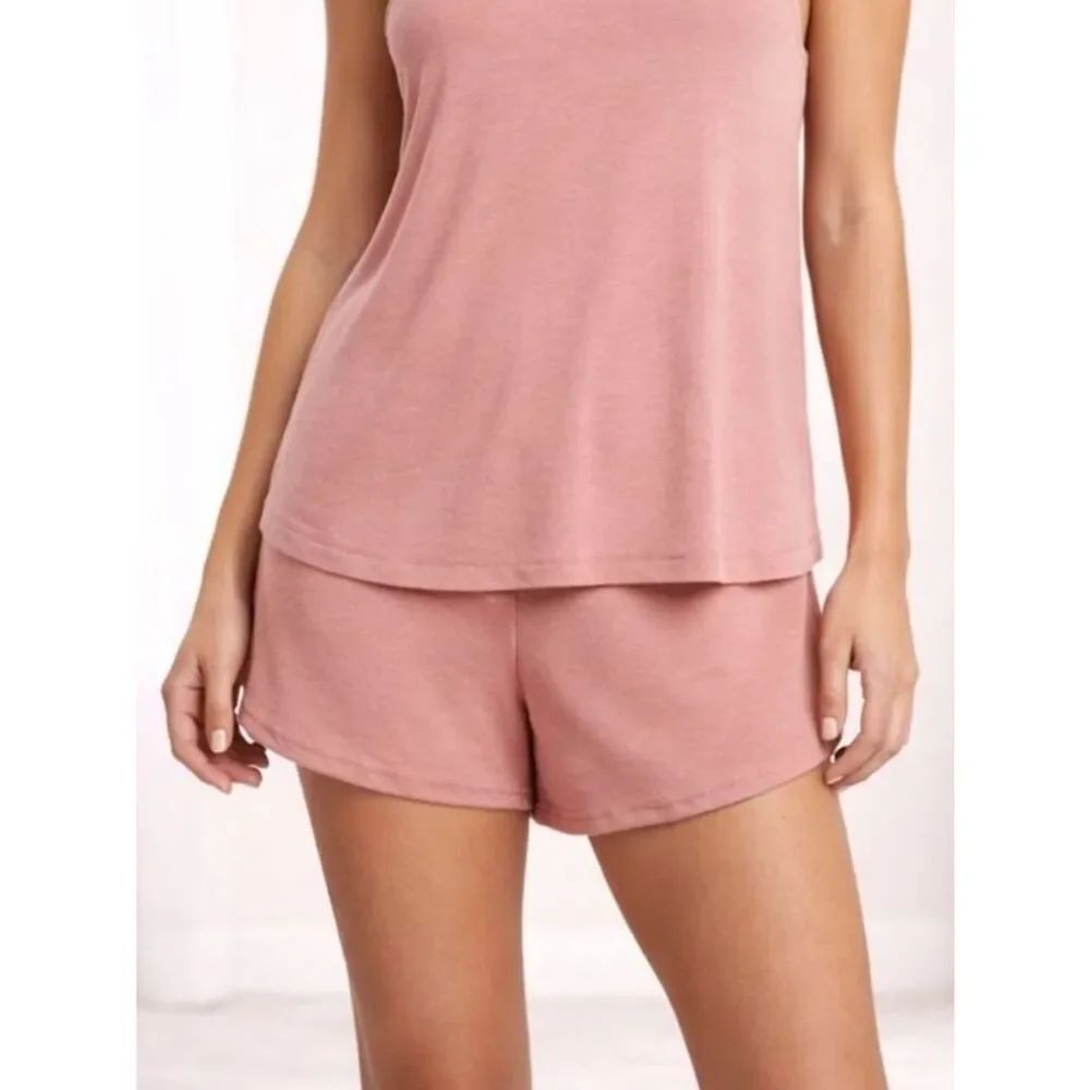 Athleta M L Ribbed Pink Mauve Sleep Shorts